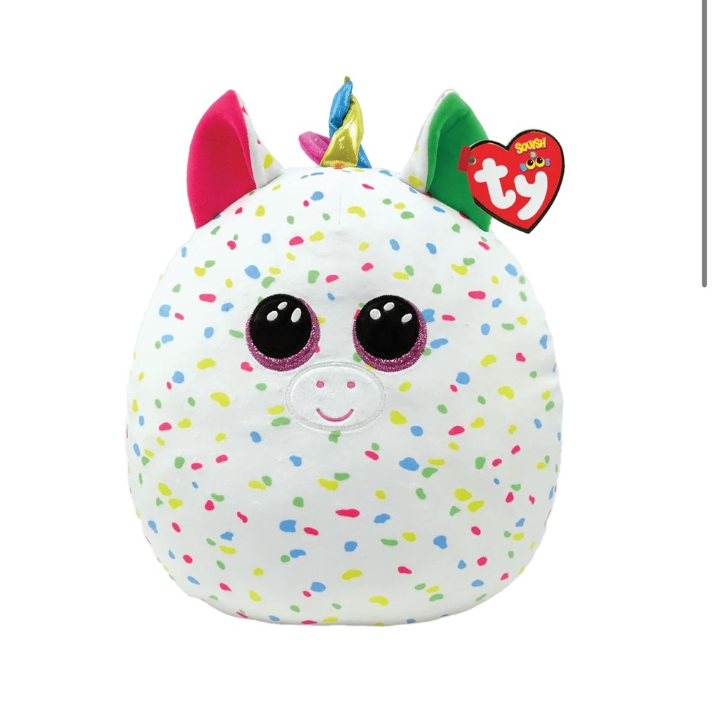 Ty Squish A Boos Harmonie Unicorn Plush Toy 14” Multicolor Dot Pattern Confetti‎
